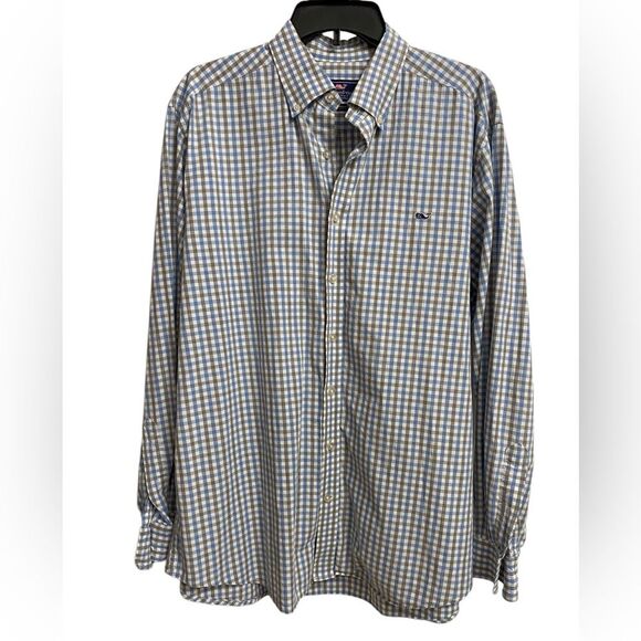 Vineyard Vines Slim Fit Whale Shirt Men's Sz XL Button Down Plaid Cotton Preppy - Picture 1 of 16